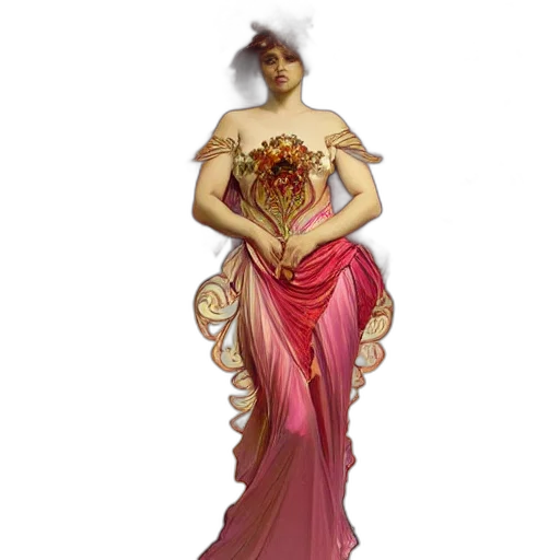 dress, crown, jewelry, staff transparent PNG cut-out
