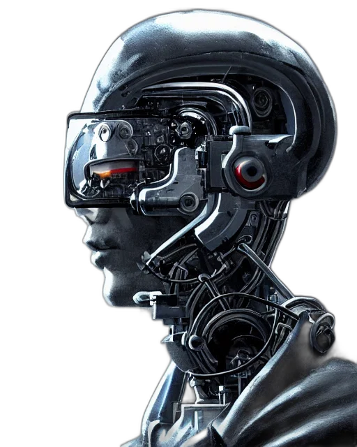 robot, face, mask, cyberpunk transparent PNG cut-out