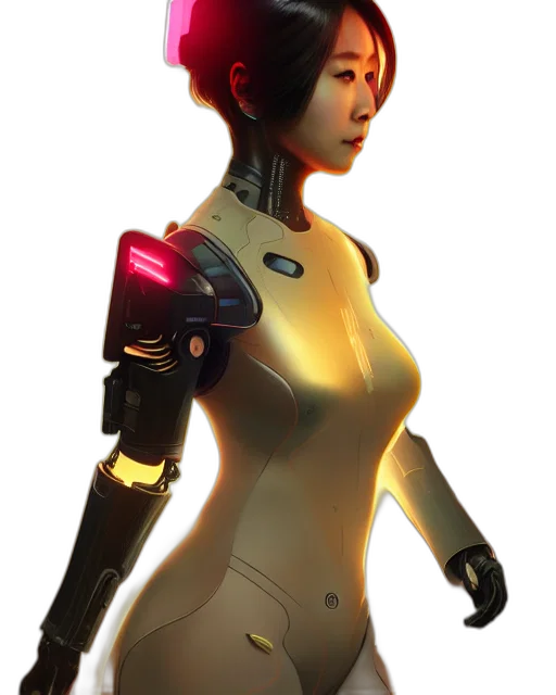 robot, staff, weapon, jacket transparent PNG cut-out