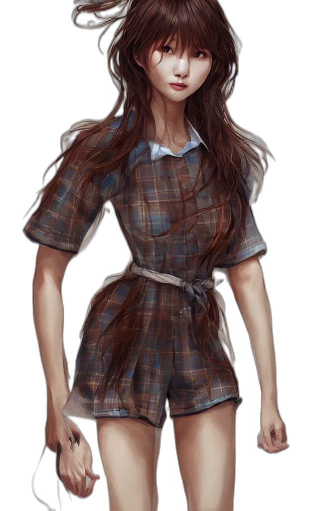 dress, jacket, staff, hair transparent PNG cut-out
