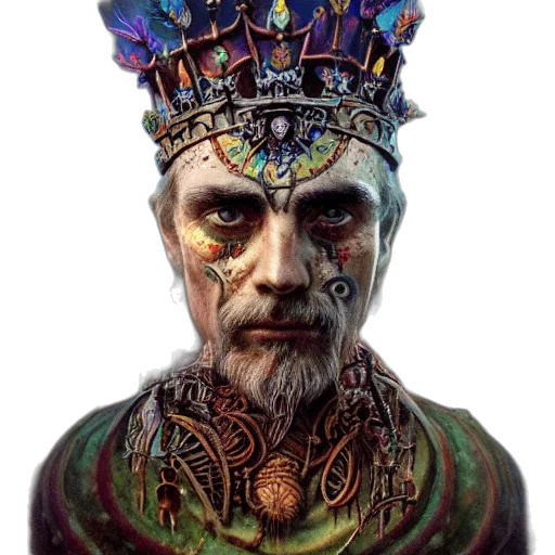 crown, face, mask, staff transparent PNG cut-out