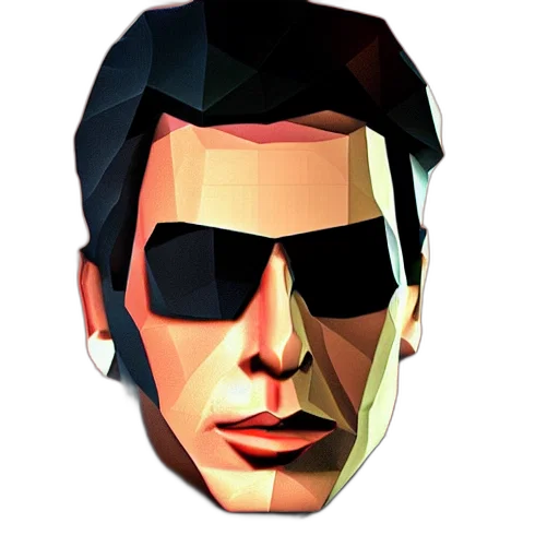 face, mask, 3d render, pixel art transparent PNG cut-out