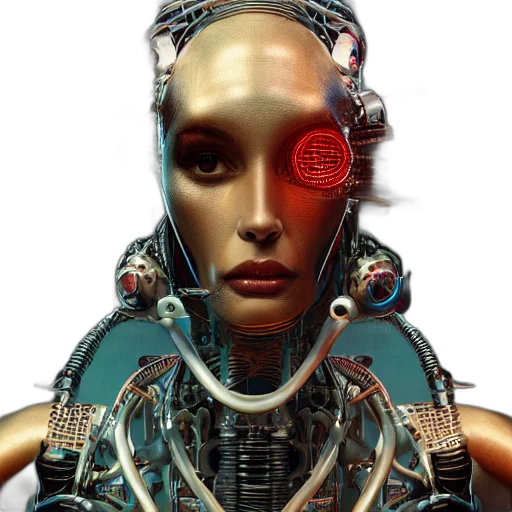 robot, face, jewelry, cyberpunk transparent PNG cut-out