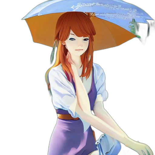 umbrella, dress, staff, hat transparent PNG cut-out