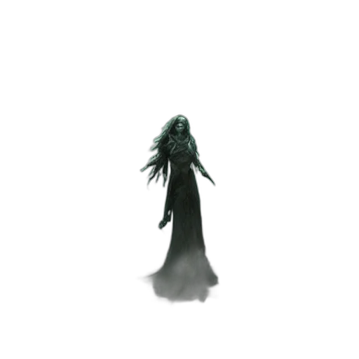 creature, dress, hair, staff transparent PNG cut-out