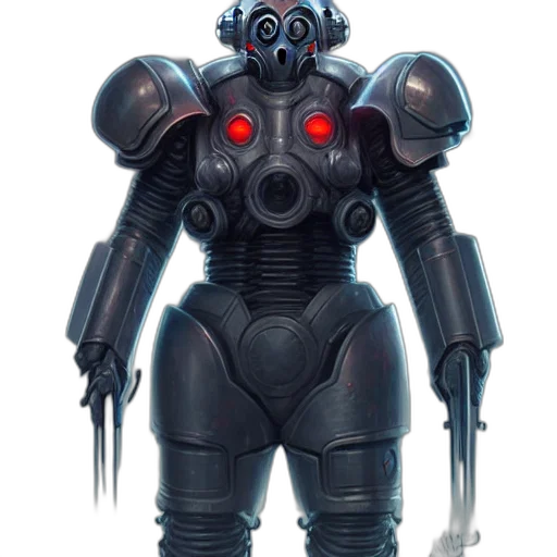 robot, staff, concept art, 3d render transparent PNG cut-out