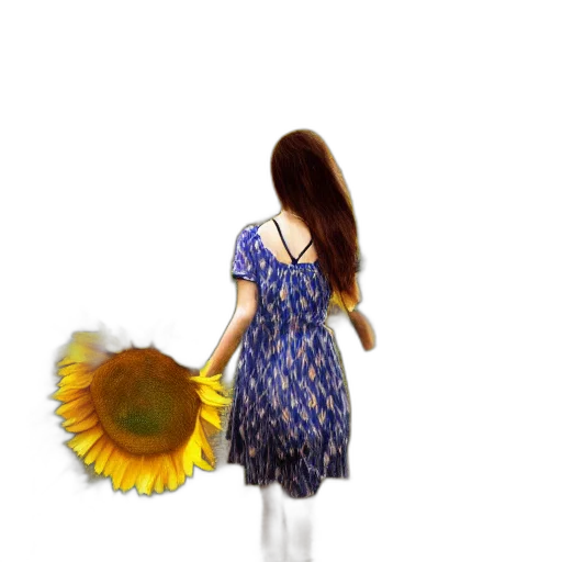 dress, flower, umbrella, staff transparent PNG cut-out
