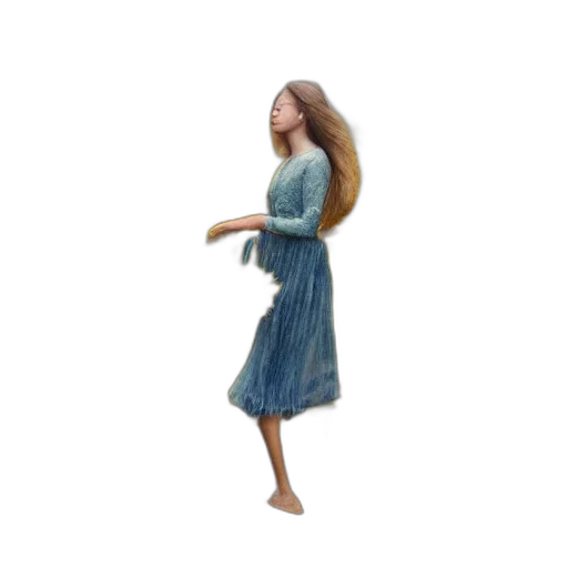 dress, hair, staff, creature transparent PNG cut-out
