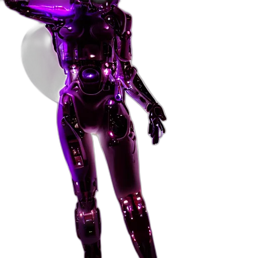 robot, staff, cyberpunk, 3d render transparent PNG cut-out