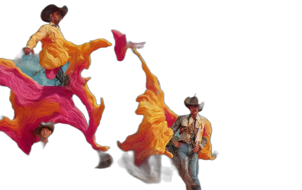 concept art, 3d render, cowboy, turning transparent PNG cut-out