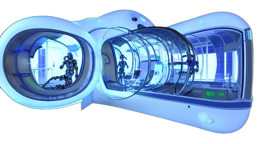3d render, concept art, cyberpunk, outer space transparent PNG cut-out