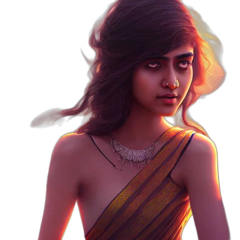 dress, face, jewelry, concept art transparent PNG cut-out