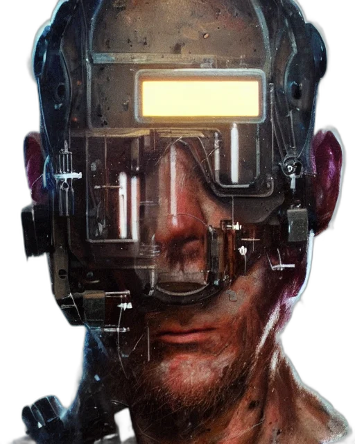 robot, face, mask, cyberpunk transparent PNG cut-out