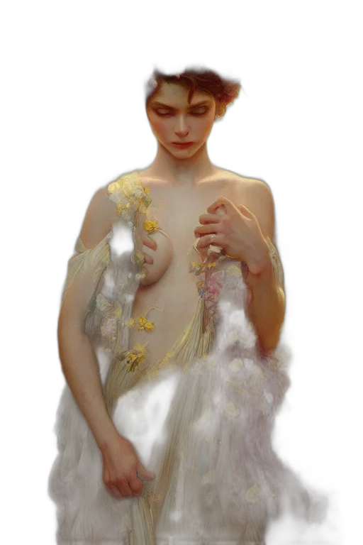 dress, jewelry, crown, oil painting transparent PNG cut-out