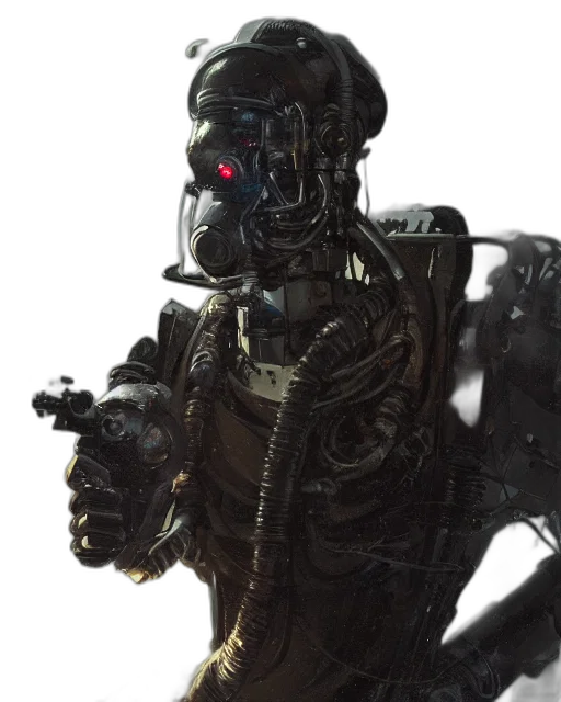 robot, cyberpunk, concept art, 3d render transparent PNG cut-out