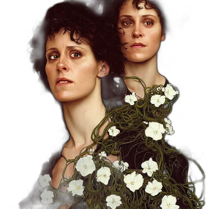 face, flower, dress, photorealistic transparent PNG cut-out