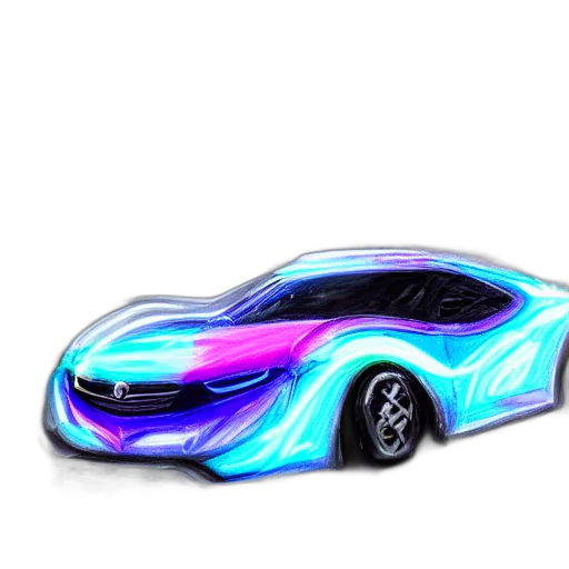 car, concept art, 3d render, vaporwave transparent PNG cut-out