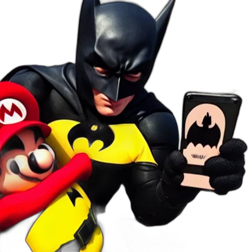batman, happy, take, selfie transparent PNG cut-out