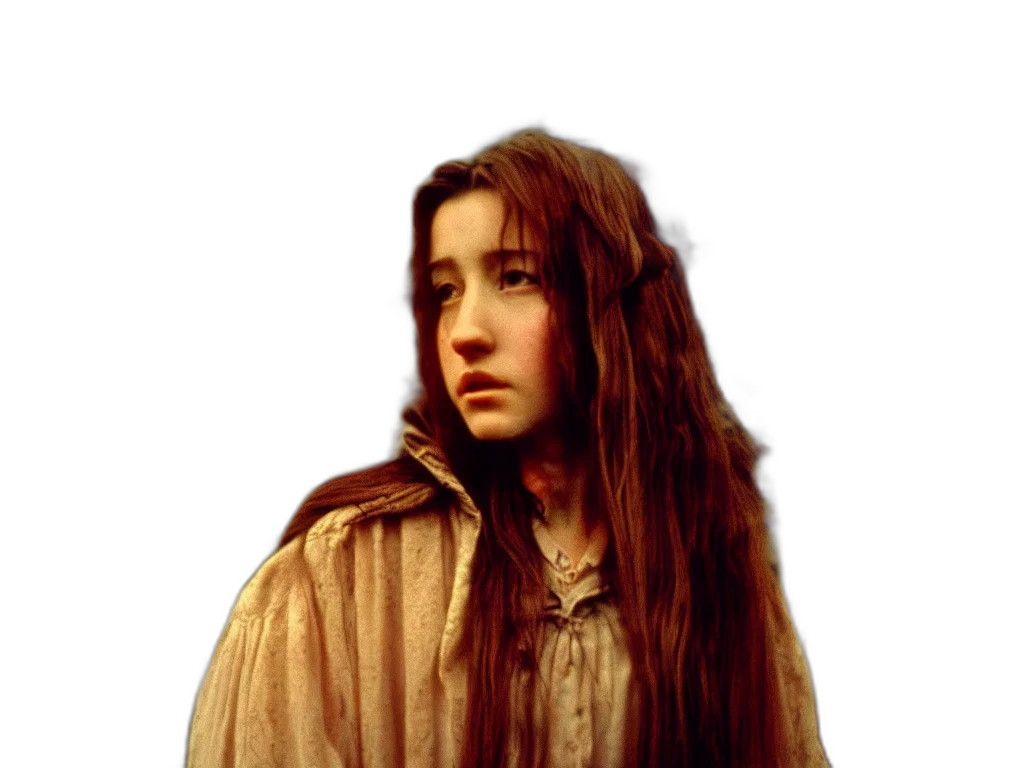 hair, face, jacket, staff transparent PNG cut-out