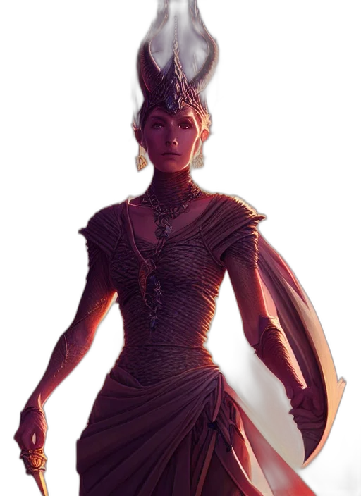 dress, dragon, staff, crown transparent PNG cut-out