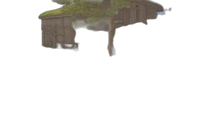 tree, building, dragon, staff transparent PNG cut-out