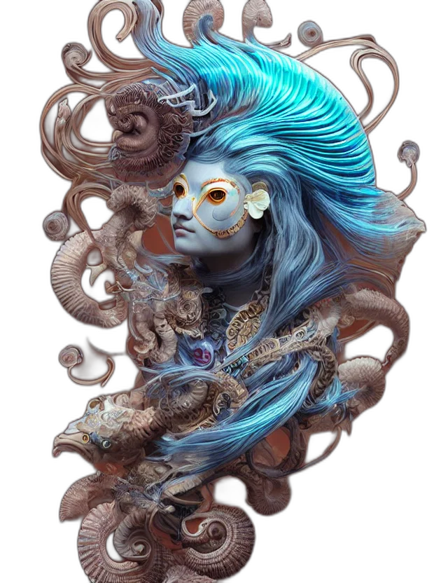 dragon, mask, creature, hair transparent PNG cut-out