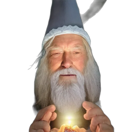 hat, staff, face, creature transparent PNG cut-out