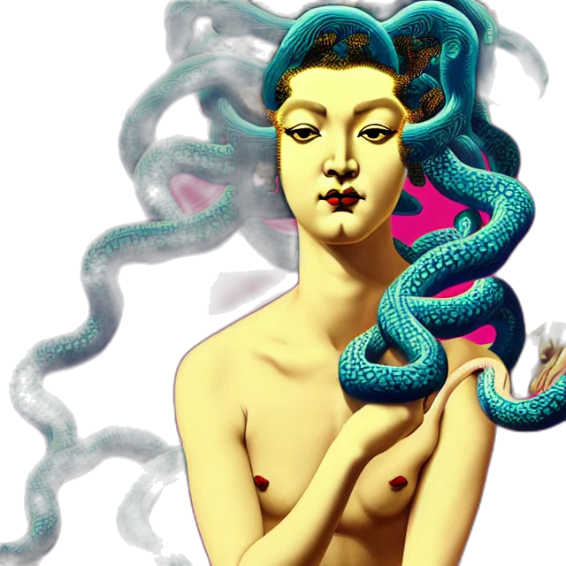 jewelry, hair, creature, vaporwave transparent PNG cut-out