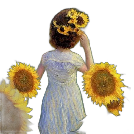 dress, flower, oil painting, photorealistic transparent PNG cut-out
