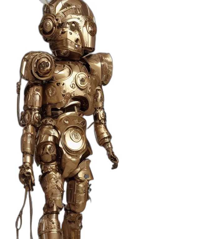 robot, staff, concept art, 3d render transparent PNG cut-out