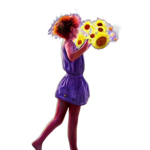 dress, umbrella, flower, staff transparent PNG cut-out