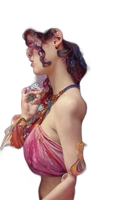 dress, jewelry, face, concept art transparent PNG cut-out