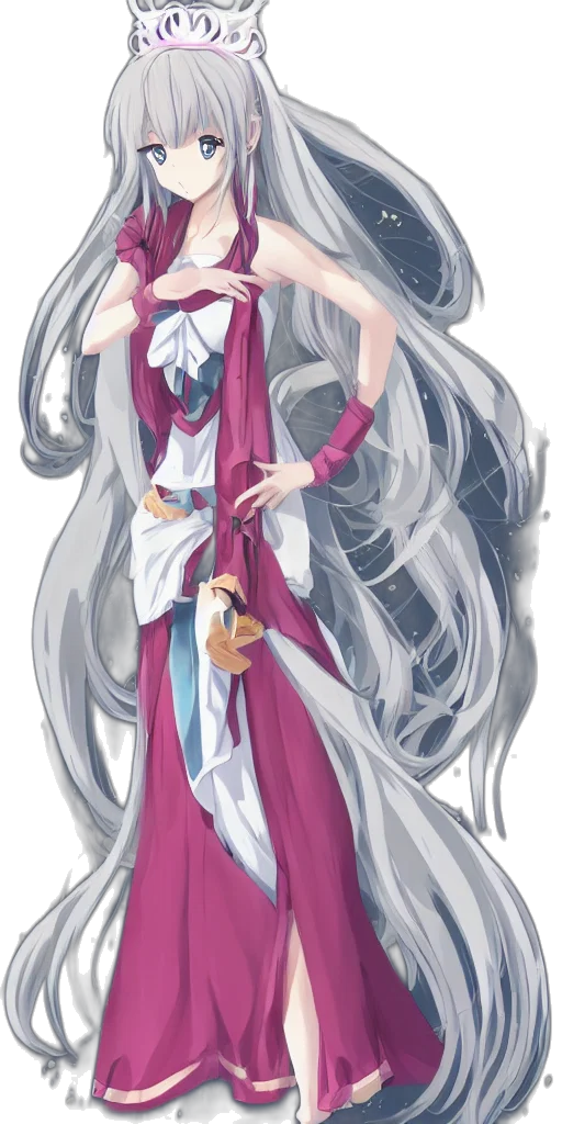 dress, staff, sword, hair transparent PNG cut-out