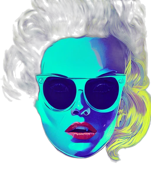 face, mask, hair, vaporwave transparent PNG cut-out