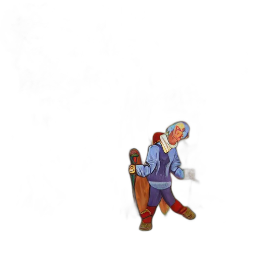 staff, hat, jacket, robot transparent PNG cut-out