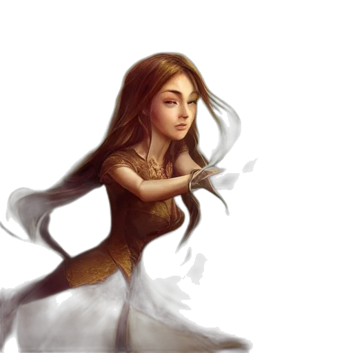 dress, dragon, staff, fantasy art transparent PNG cut-out