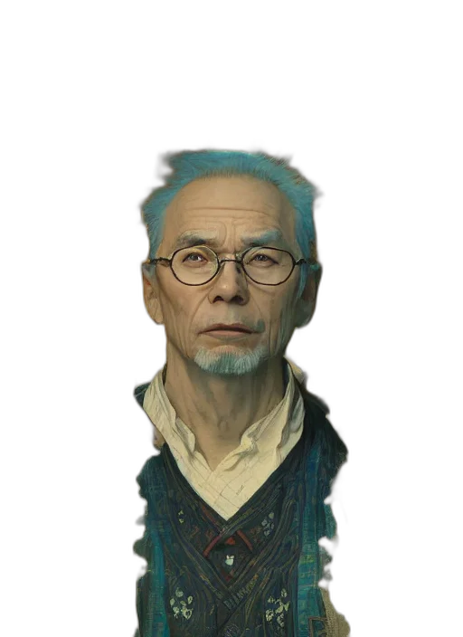 face, jacket, staff, robot transparent PNG cut-out