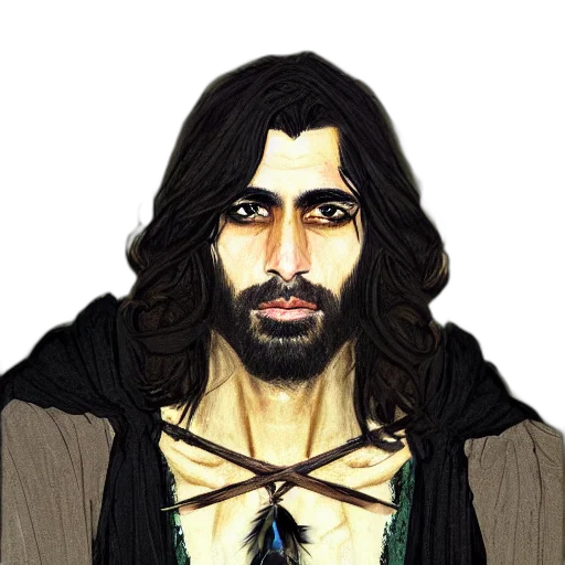 face, staff, fantasy art, photorealistic transparent PNG cut-out