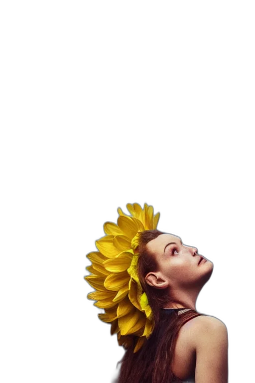 crown, flower, hair, face transparent PNG cut-out