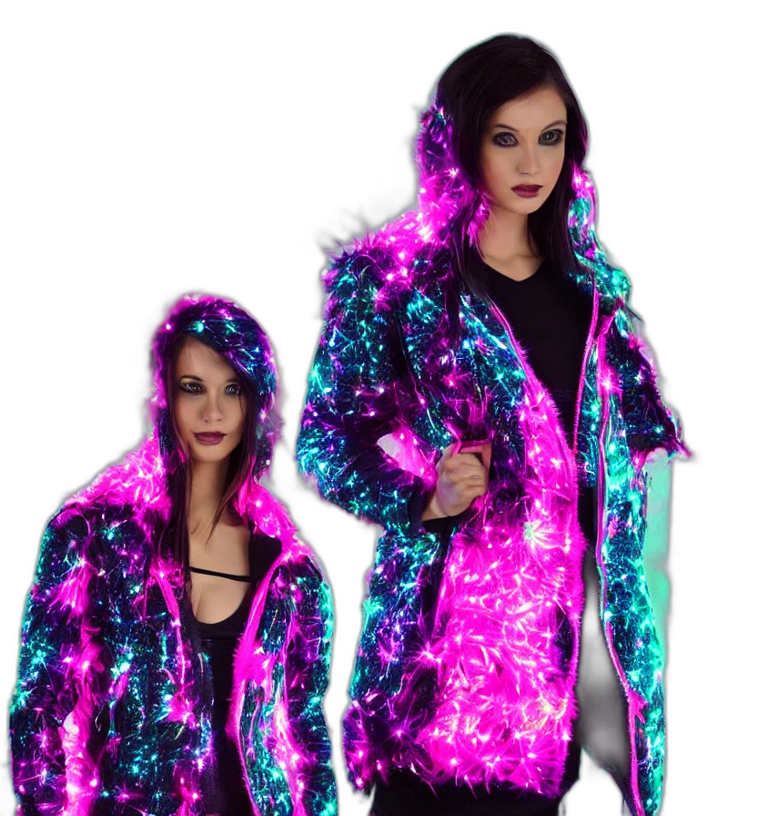 jacket, dress, cyberpunk, vaporwave transparent PNG cut-out
