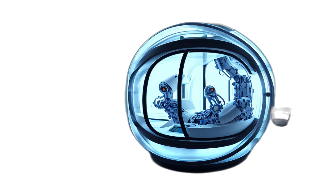 robot, concept art, 3d render, outer space transparent PNG cut-out