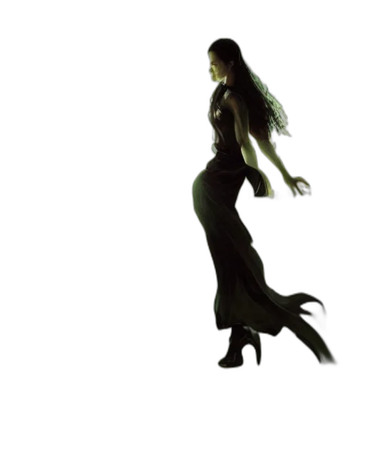 dress, creature, dragon, staff transparent PNG cut-out