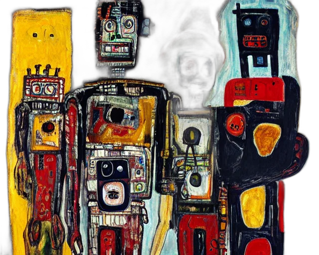 robot, concept art, painting, family transparent PNG cut-out