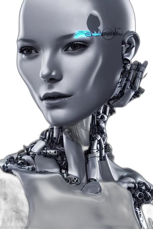 robot, face, cyberpunk, 3d render transparent PNG cut-out