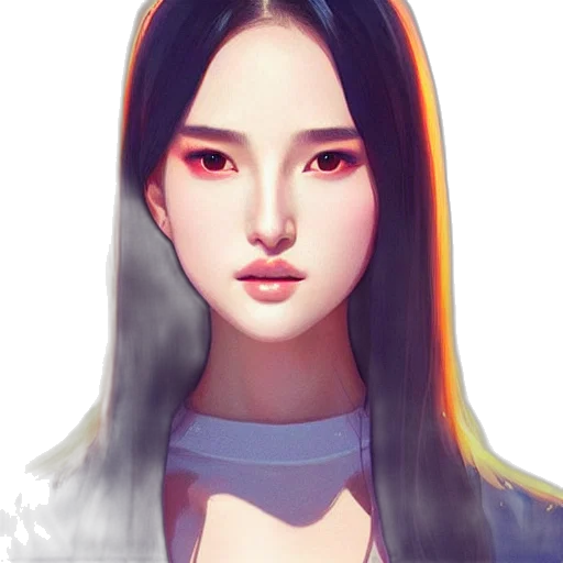 face, hair, staff, fantasy art transparent PNG cut-out