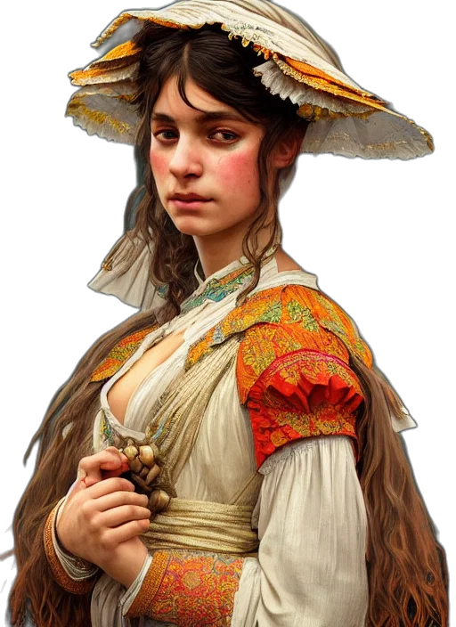 face, hat, staff, dress transparent PNG cut-out