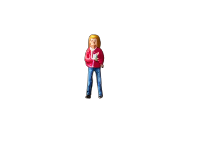 jacket, staff, hair, 3d render transparent PNG cut-out