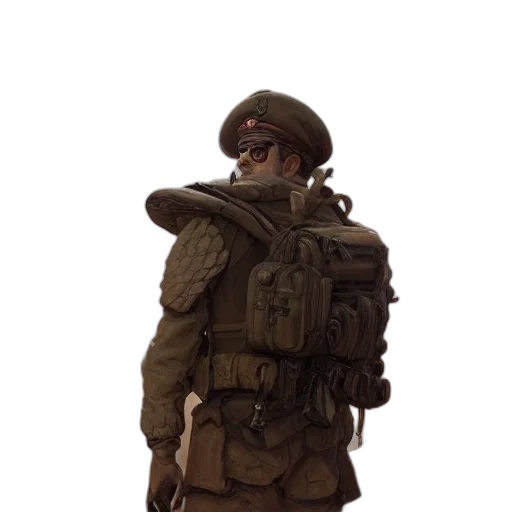jacket, staff, weapon, robot transparent PNG cut-out