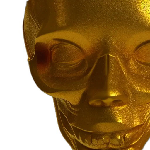 mask, face, 3d render, golden transparent PNG cut-out