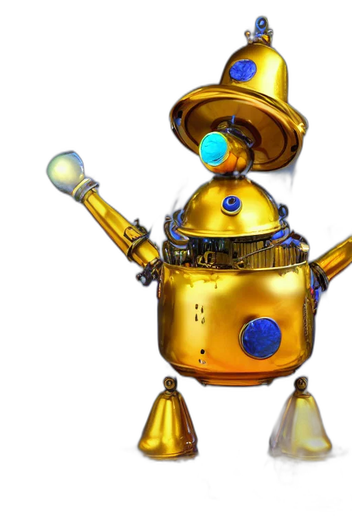 robot, staff, weapon, crown transparent PNG cut-out